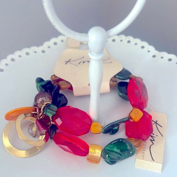 New with tags! Adorable Kim Rogers jeweled stretchy  “Autumn Shell” bracelet! - Picture 1 of 15